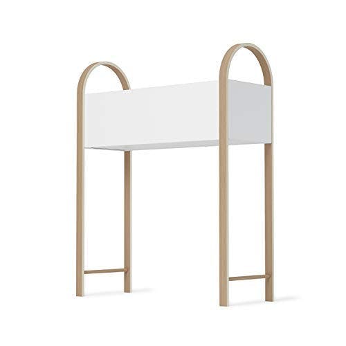 Bellwood Elevated White Metal Planter with Wooden Legs