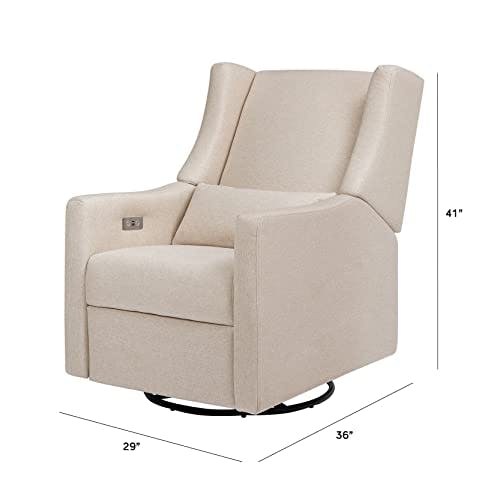 Sustainably Sourced White Linen Swivel Recliner Armchair