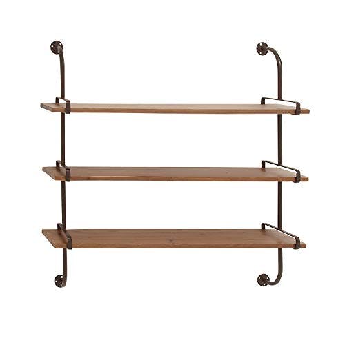 Elegant 38'' Brown Wood Floating Wall Shelf with Five Sections