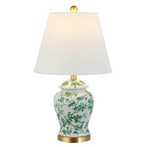 Penelope 22" Chinoiserie Classic LED Table Lamp in Green/White