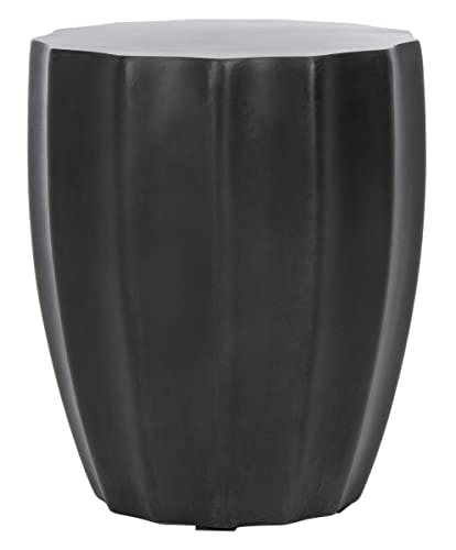 Jaslyn Modern Black Concrete Round Accent Table 21"
