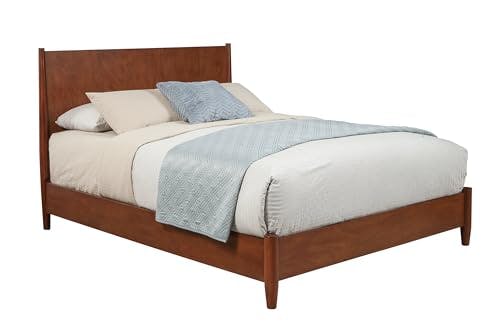 Mid-Century Acorn Full Platform Bed with Headboard and Drawer