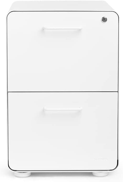 Stow Compact 2-Drawer Steel File Cabinet in White