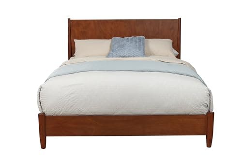 Mid-Century Acorn Full Platform Bed with Headboard and Drawer