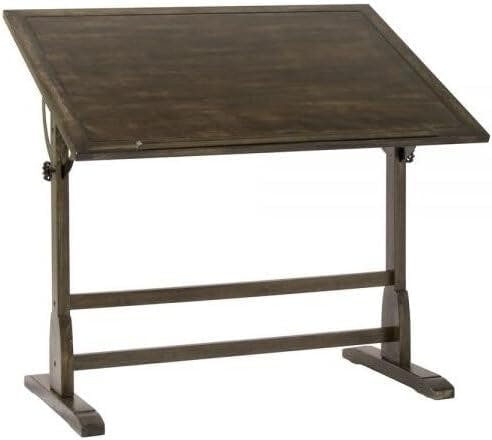 Distressed Black Vintage Solid Wood Drafting Table with Adjustable Top 42"x30"