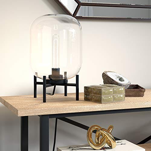 Edison Bronze 15" Industrial Glass Globe Table Lamp