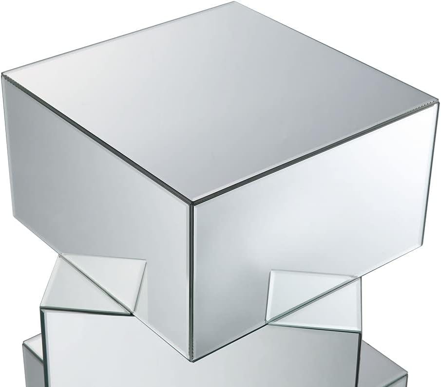 Miria 20" Square Mirrored Glass Geometrical End Table