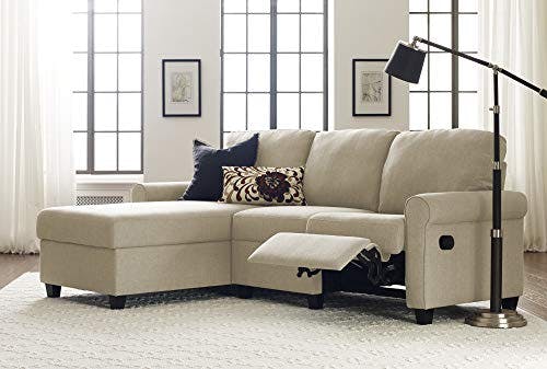 Copenhagen 60'' Beige Fabric Sectional with Storage and Rolled Arms