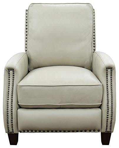 Melrose Cream Leather Handcrafted Recliner with Wood Accents