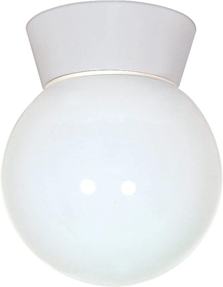 Satin Aluminum 7.25" Utility Ceiling Light with White Glass Globe