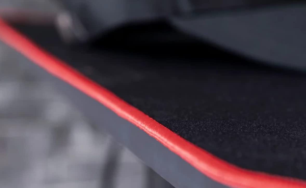 Compact Red & Black Gaming Desk with Full-Surface Mouse Pad