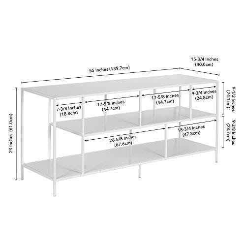 Matte White 55" Steel 3-Shelf TV Stand