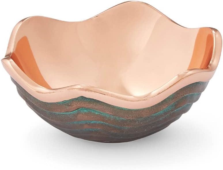 Copper Canyon 8" Scalloped Edge Decorative Bowl in Verdigris & Copper