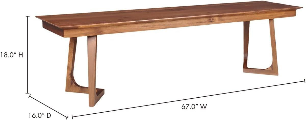 Farran Mid-Century Modern Solid Walnut Bench
