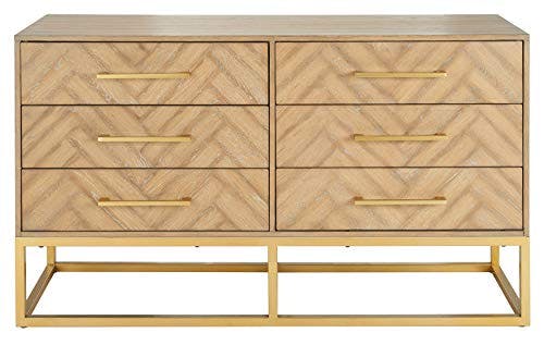 Estelle Rustic Oak 60" Double Dresser with Brass Accents