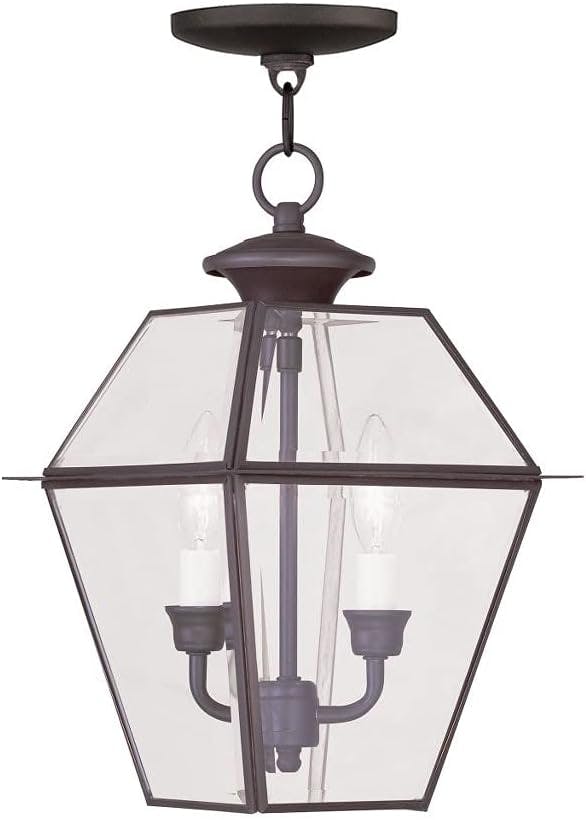 Westover Classic Bronze 2-Light Outdoor Pendant Lantern with Clear Beveled Glass