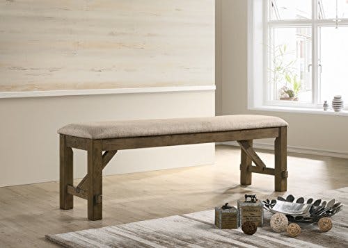 Raven Glazed Pine Brown 60" Solid Wood Farmhouse Dining Bench