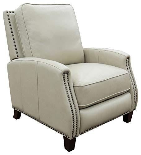 Melrose Cream Leather Handcrafted Recliner with Wood Accents