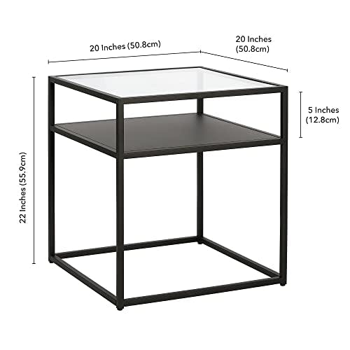 Bronzed Blackened Metal & Glass 20" Square End Table