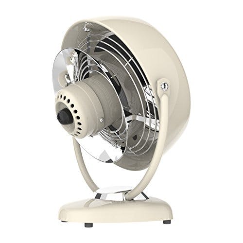 Vintage White 7.4" VFAN Air Circulator with 3-Speed Metal Floor Fan