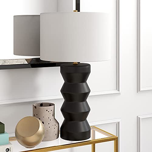 Carlin 26.5" Matte Black Ribbed Ceramic Table Lamp with Voice Control