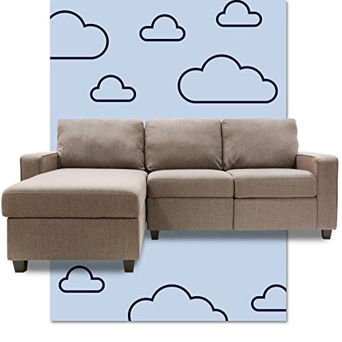 Oatmeal Polyester 3-Seater Sleeper Sectional with Inner-Spring and Storage