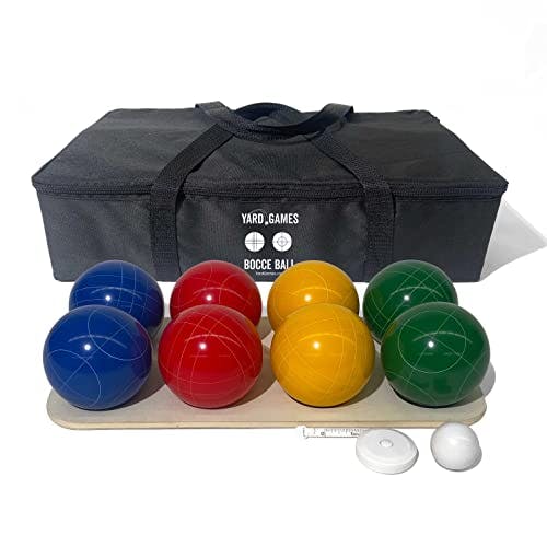 Classic Outdoor 100mm Resin Bocce Ball Set for 4 Players with Durable Carrying Case