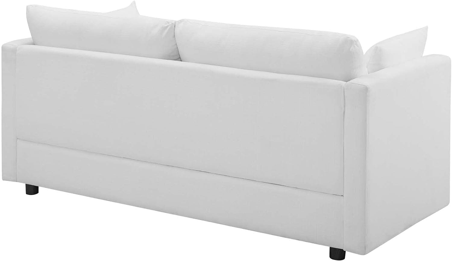 Sublime Comfort White Polyester 70" Tuxedo Sofa with Wood Accents