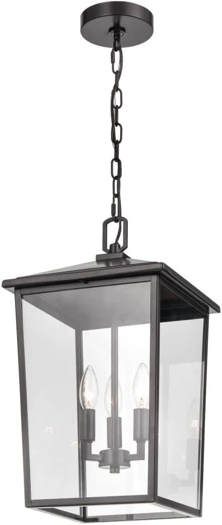 Fetterton Elegance 19.75" Bronze Outdoor Hanging Lantern with Clear Glass
