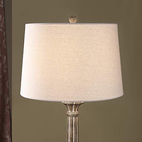 Eleanor Classic White and Brown Carved Resin 62.25'' Floor Lamp