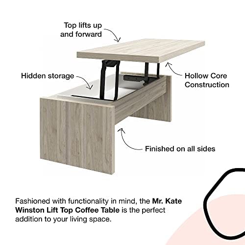 Light Walnut Winston Rectangular Lift-Top Coffee Table with Storage
