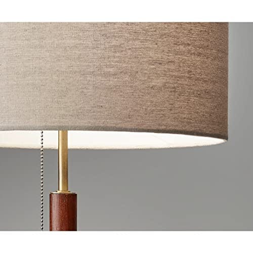 Hamilton 26.25'' White Linen Shade Table Lamp with Walnut Wood Body