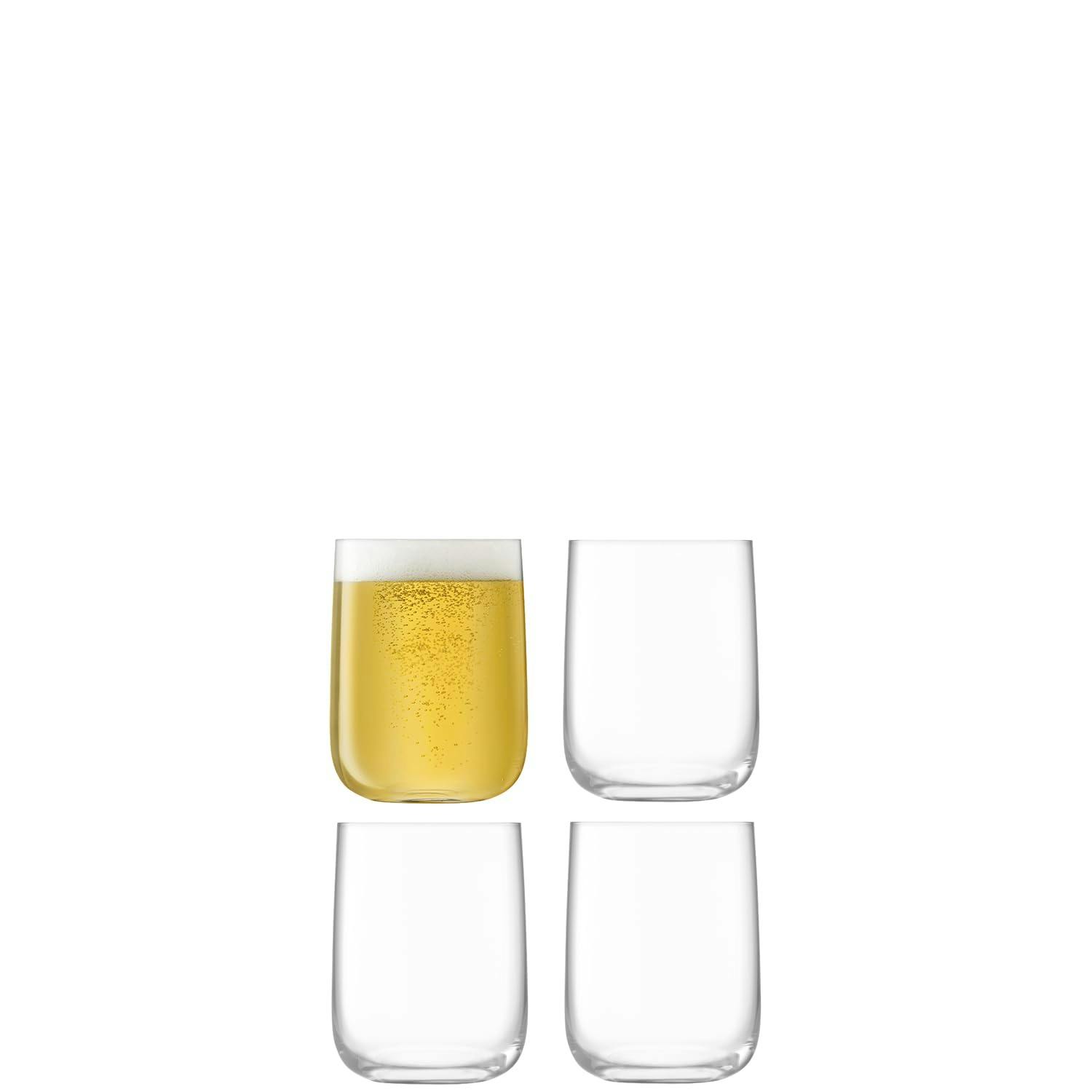 Borough Modern Clear Bar Glass Set with Curved Walls - 21oz, Pack of 4