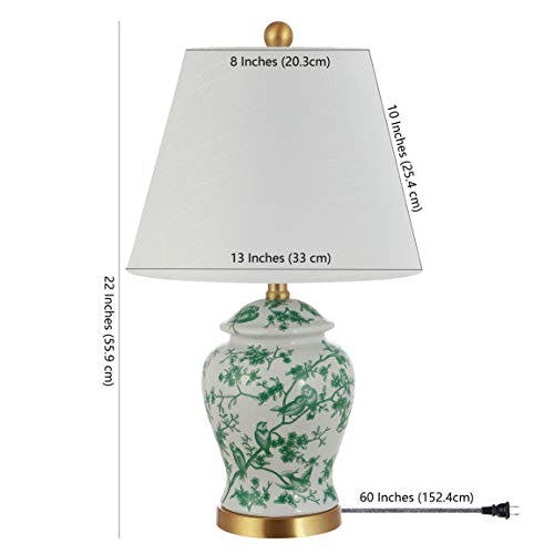 Penelope 22" Chinoiserie Classic LED Table Lamp in Green/White