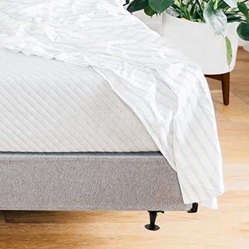 Leesa Upholstered Gray Twill King Size Bed Frame