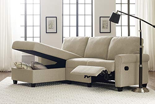 Copenhagen 60'' Beige Fabric Sectional with Storage and Rolled Arms
