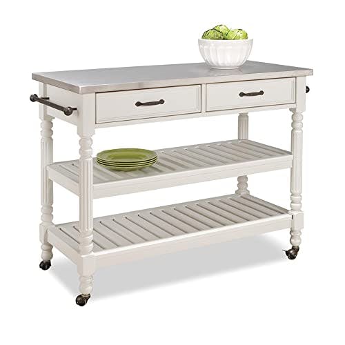 Savannah 50'' Stainless Steel Top Kitchen Cart with Wine Rack
