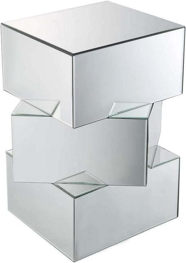 Miria 20" Square Mirrored Glass Geometrical End Table