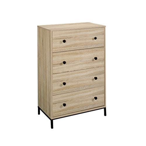 Charter Oak Industrial 4-Drawer Chest with Black Metal Base