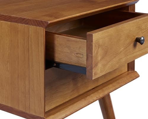 Castanho Solid Wood Mid-Century Modern 2-Drawer Nightstand