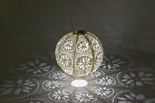 Stella Boho Globe Solar Lantern in Pearl - 18x14" Tyvek Outdoor Light