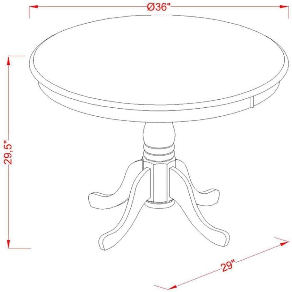 Elegant Round Wirebrushed Black Wood Pedestal Dining Table, 36"
