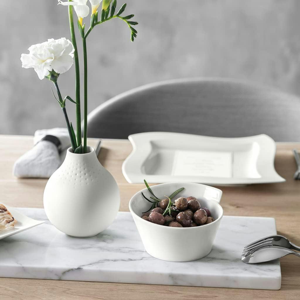 Contemporary New Wave White Ceramic Rice Bowl 15.5 oz