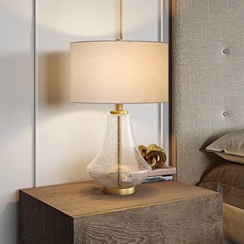 Lagos 23" Kids Brushed Brass Table Lamp with Linen Shade
