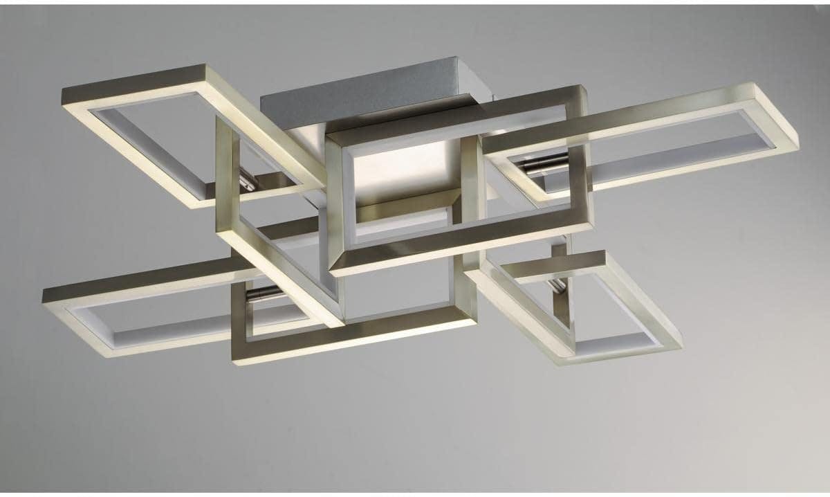 Satin Nickel 8-Light LED Adjustable Flush Mount Ceiling Fixture