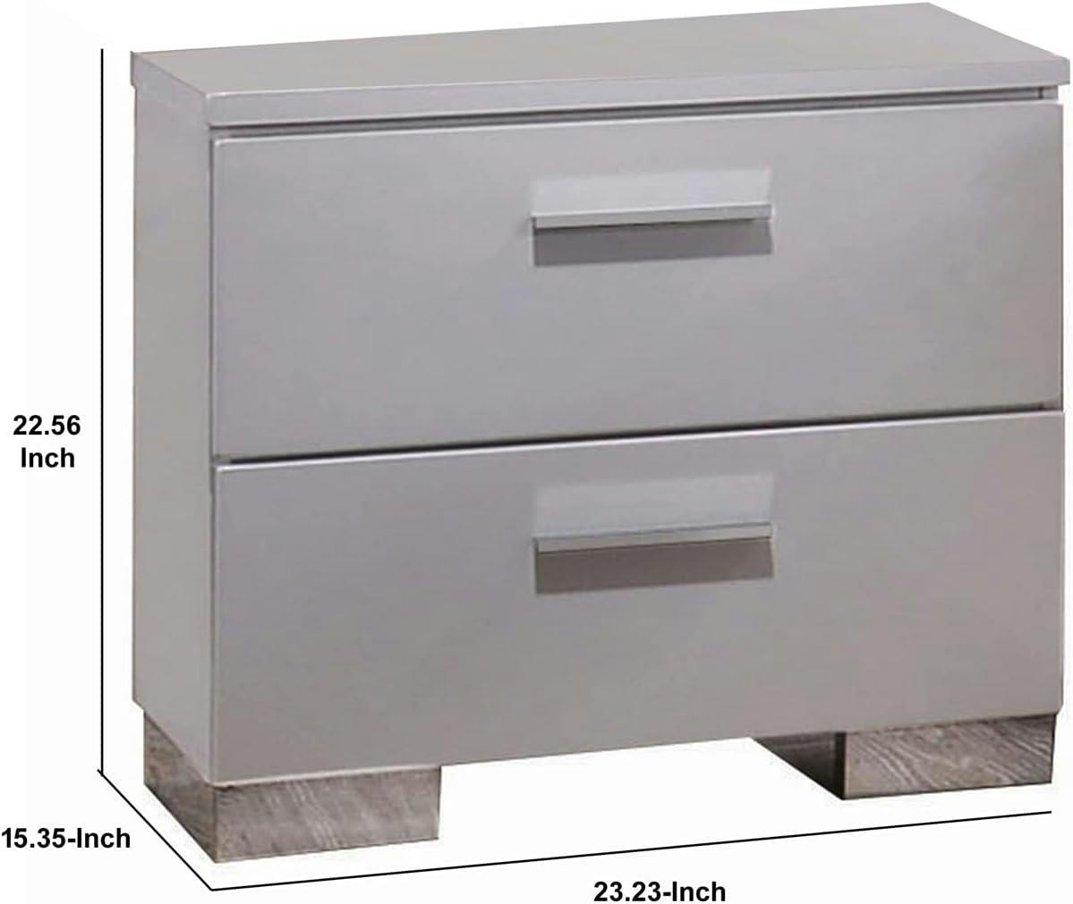 Lorimar Chic Contemporary 2-Drawer White Nightstand with Chrome Accents