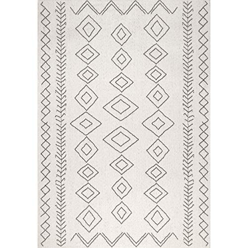 Serna Ivory Moroccan 3'x5' Easy Care Synthetic Rug