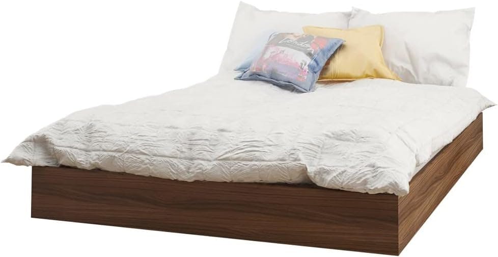 AeroFloat Full/Double Walnut Laminate Upholstered Platform Bed