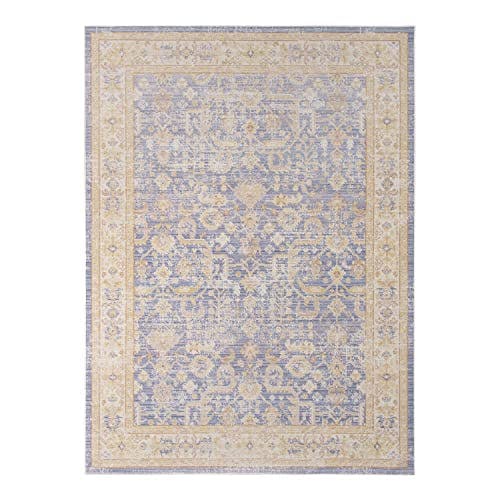 Loomed Vintage Light Blue Polyester 2'x3' Accent Rug