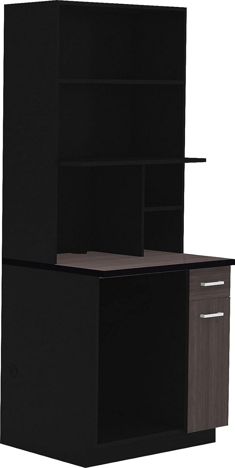 Asian Night 48" Black Multi-Use Modular Breakroom Hutch Cabinet